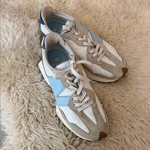 New Balance White and Light Blue Athletic Shoes